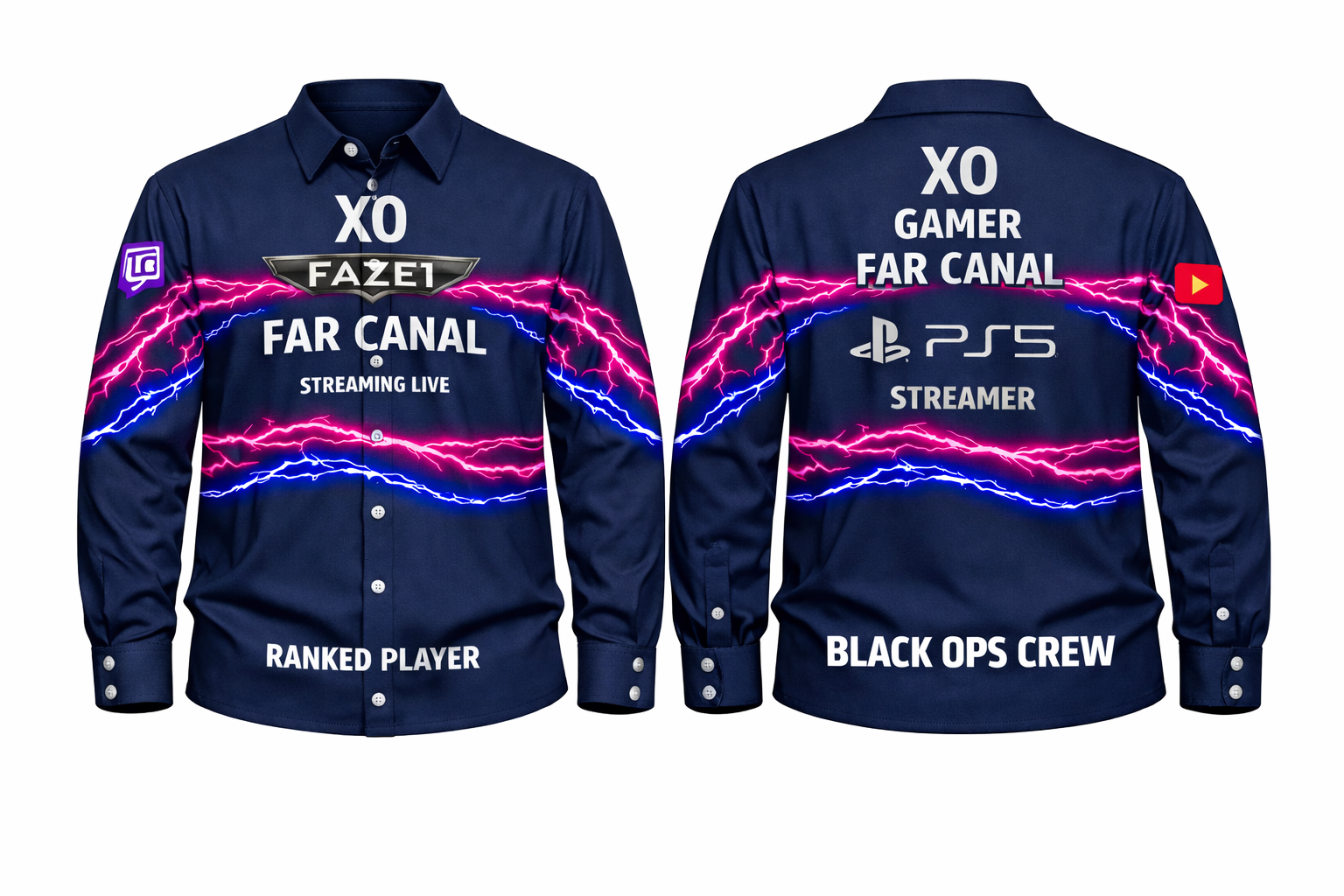 LONG SLEEVE GAMER SHIRT DARK NAY BLUE