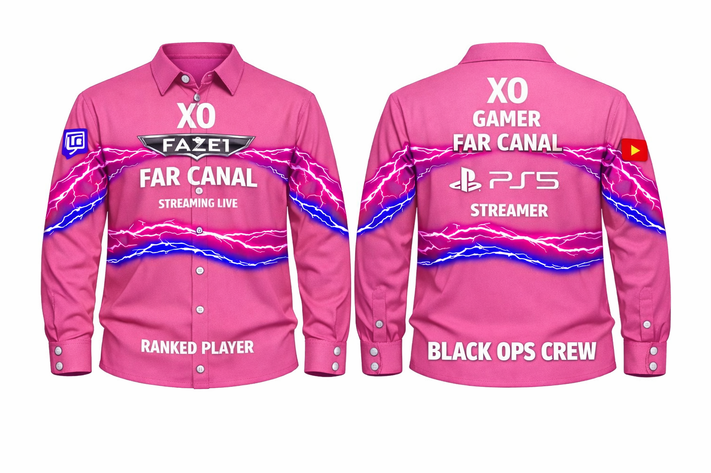 LADIES PINK SLEEVE GAMER WEAR
