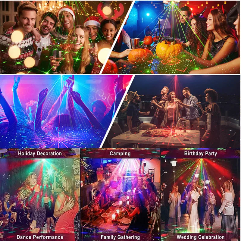 Dj Party Disco Ball Light with Patterns and Sound-Activated Laser Projection Light, USB Cable, Led Stage Strobe Light That Synchronizes with Music, Christmas Party/Home Karaoke/Dance/Club Bar Light