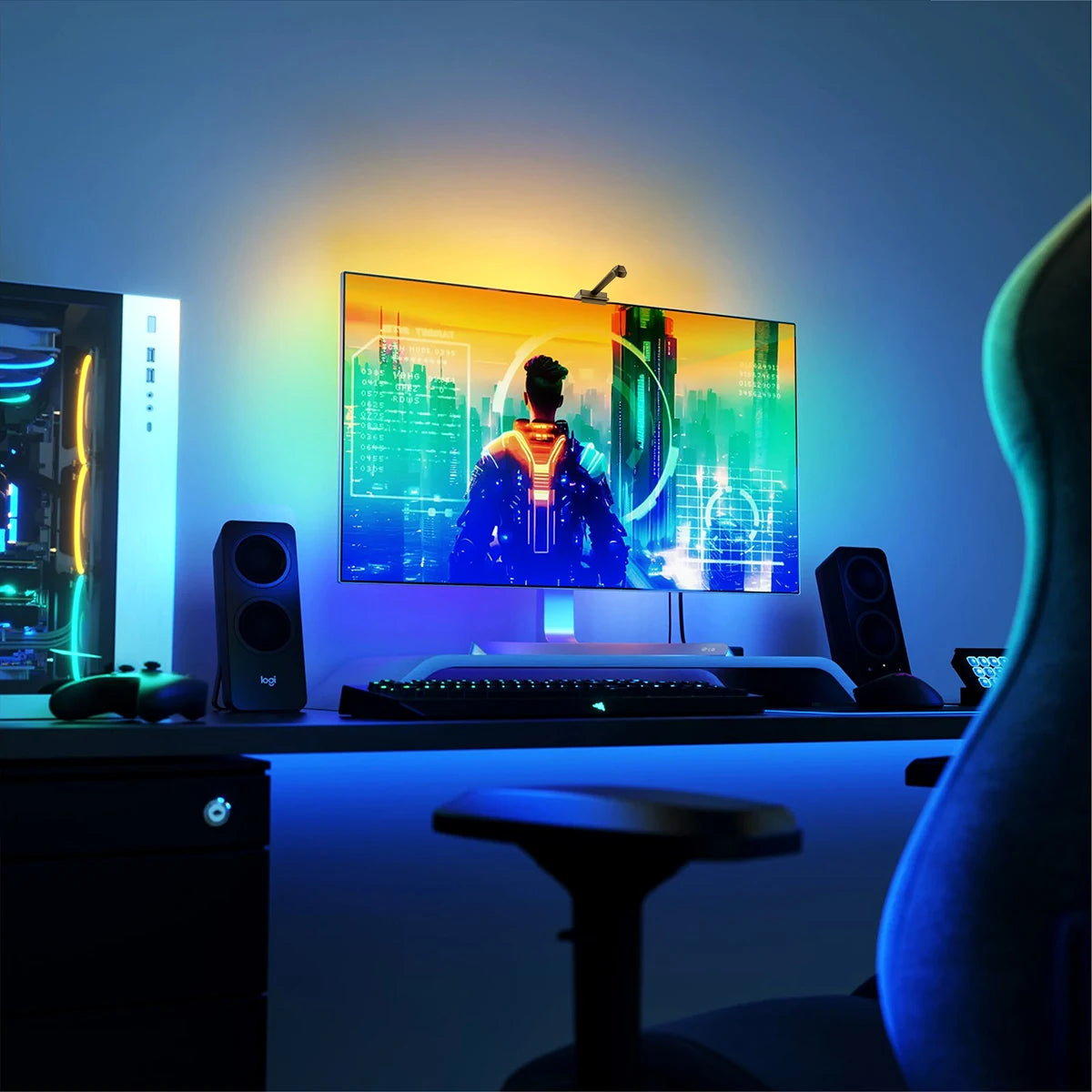 RGBIC LED TV Backlight Strip with AR Color Sensor APP Control Music Sync Smart RGB LED Strip Light for Gaming Atmosphere