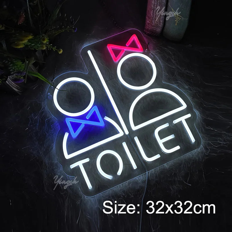 LED Toilet Neon Sign Custom WC Directional Neon Men Women Figure Sign Decoration Lamp Washroom Entrance for Party Bar Gaming