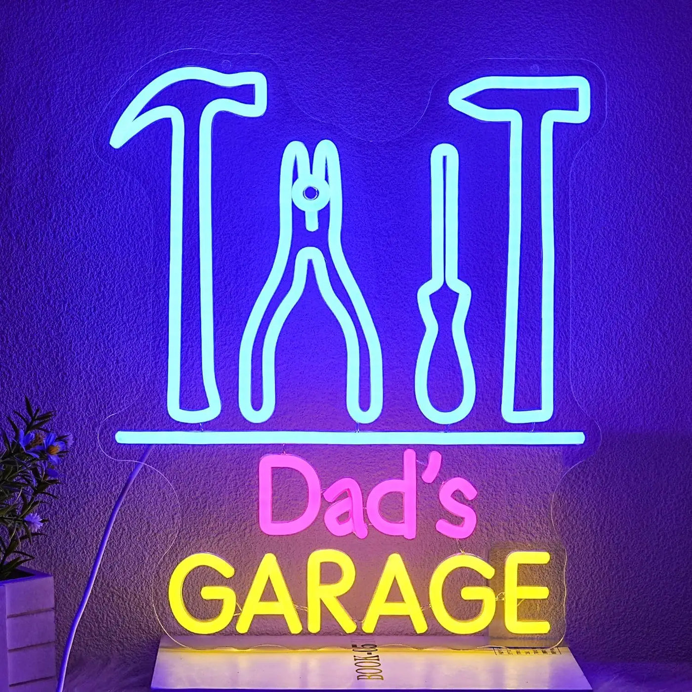 Dad's Garage Neon Sign USB Powered LED Light for Auto Repair Shop Gaming Room Bedroom Decoration Business Art Wall Light