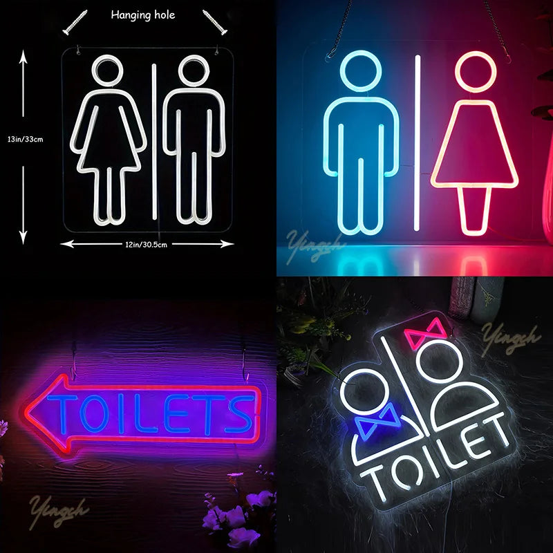 LED Toilet Neon Sign Custom WC Directional Neon Men Women Figure Sign Decoration Lamp Washroom Entrance for Party Bar Gaming