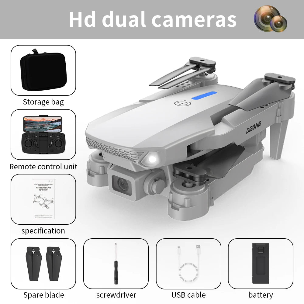 2025 E88 Pro Drone Profesional HD 4K RC Airplane Dual-Camera Optical flow Localization RC Quadcopter Airplane Helicopter Boy Toy