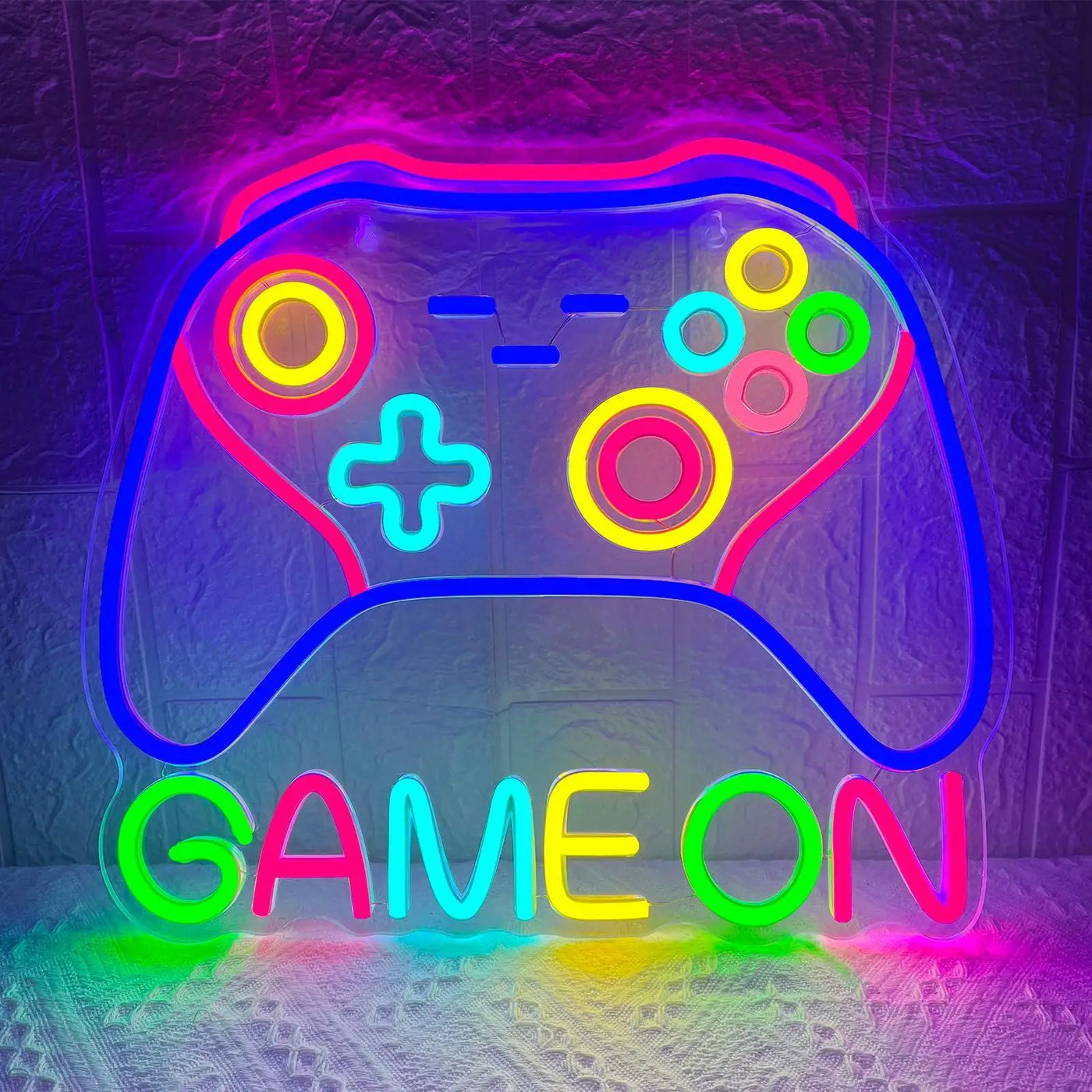 Gamer Neon Sign Colorful Gaming Controller Dimmable Gamepad Shaped Led Light Up Sign for Teens Boys Bedroom Men Caves Home Party