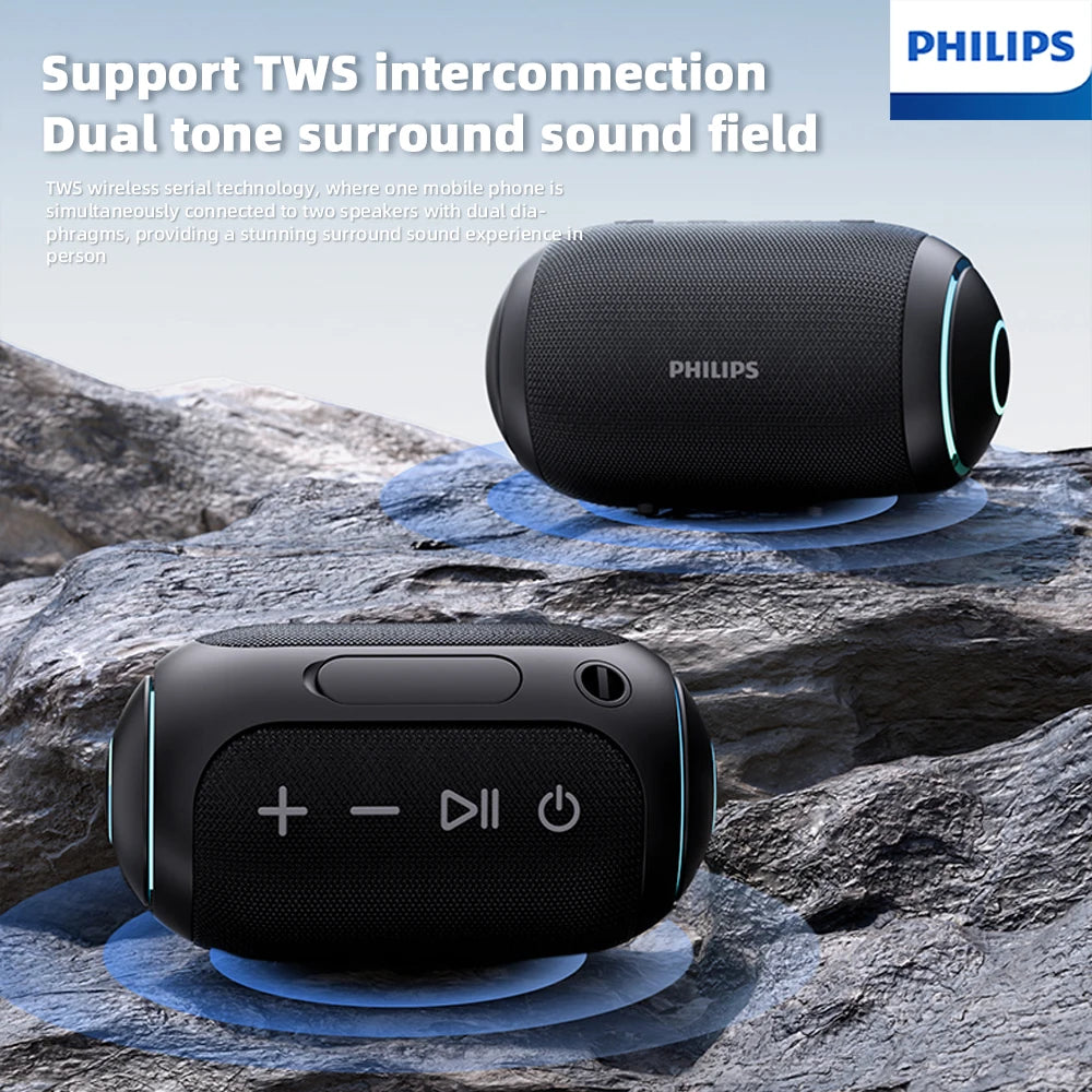 Philips TAS3209 Outdoor Portable Wireless Speaker W/ Colorful Lighting 1800mAh Battery Life Wonderful Sound Music for Camping