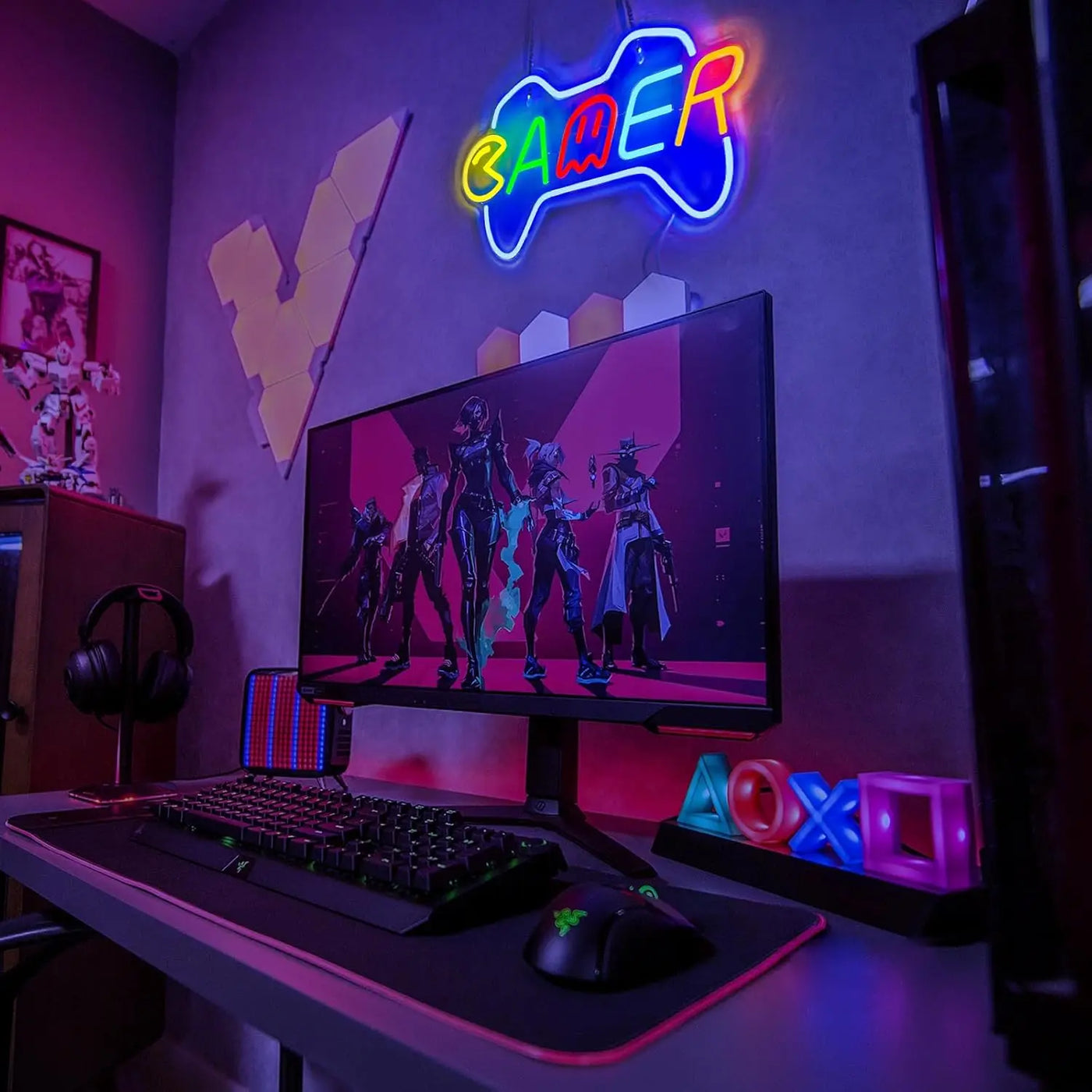 Gamer Neon Sign Game Controller Neon Light Sign LED Dimmable for Teen Boy Gaming Room Internet Bar Wall Decor for Teen Gifts