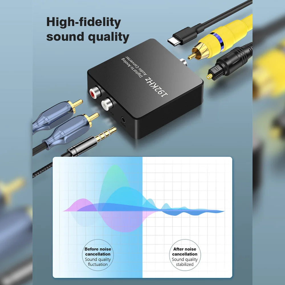 Toslink Coaxial Audio Converter 3.5MM SPDIF Digital Optical To Dual RCA AUX TV Speaker Amplifier Converter For PS5 PS4 TV DVD