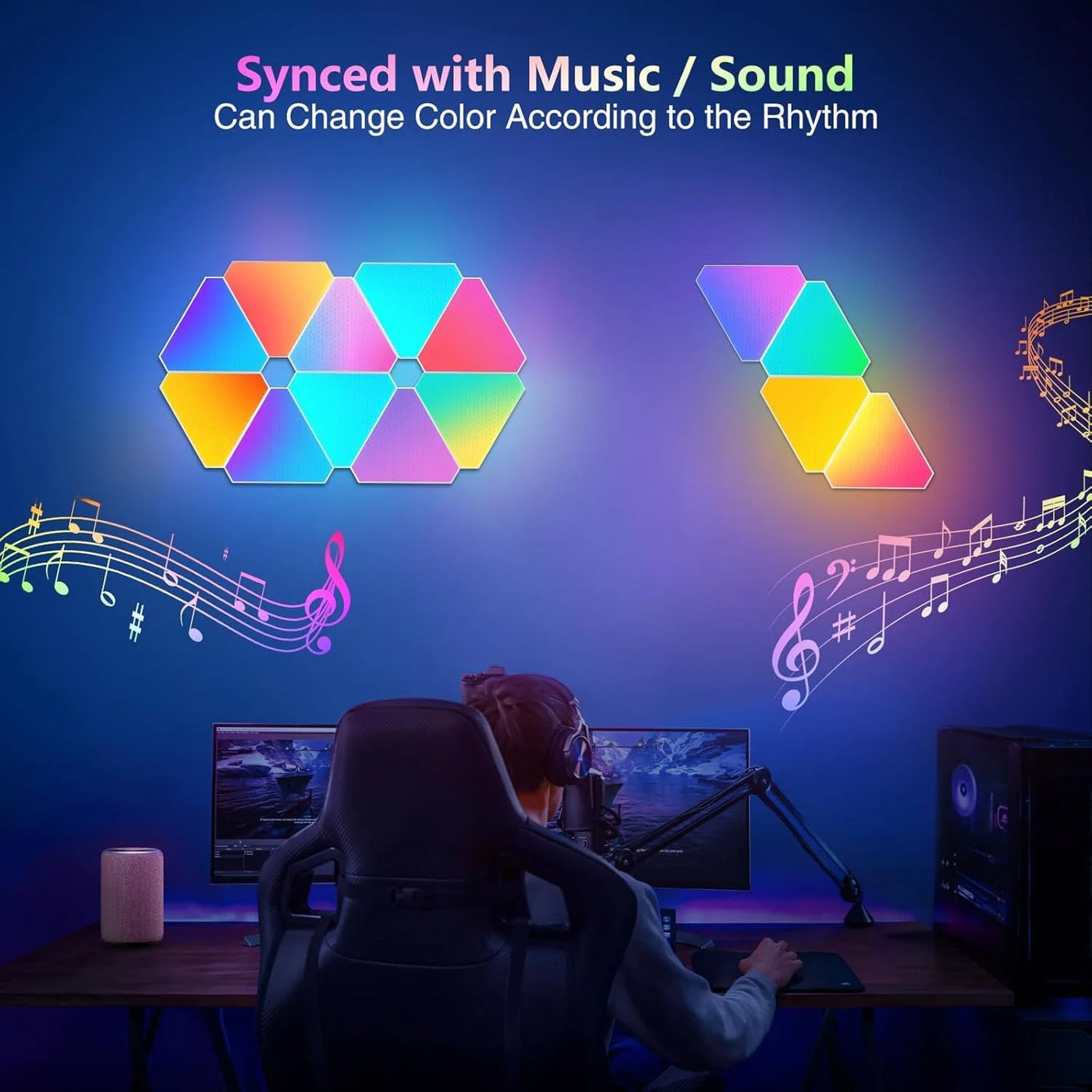 Smart Triangle Night Light For Wall Gaming Room Lights Decor WIFI LED Wall Light Music Sync For Gaming Setup