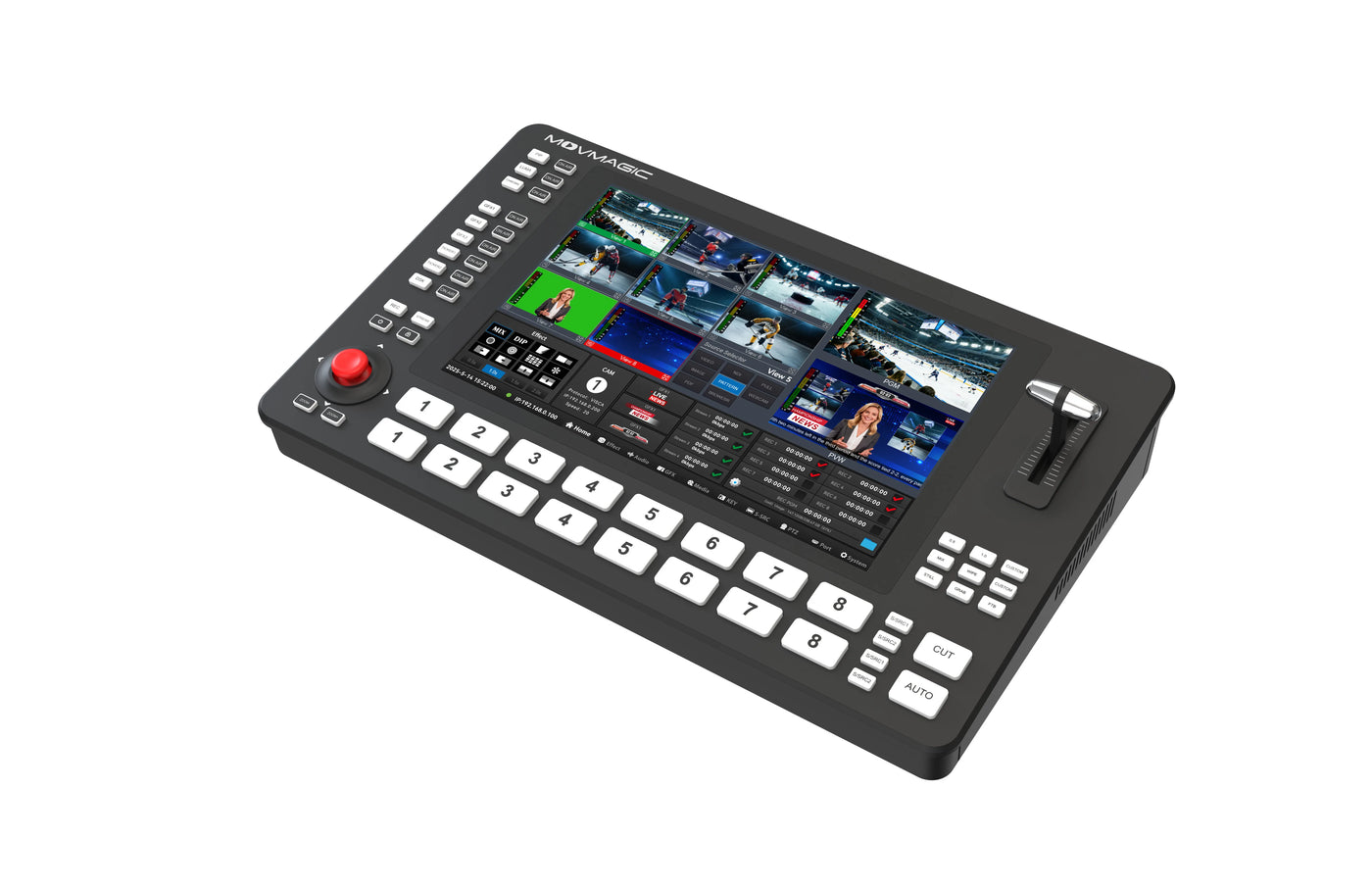 MOVMAGIC M8 4K  Professional 8CH Video Mixer 10.1" Touch Screen HDMI&3G-SDI/ NDI ISO Recording for Live Streaming Conference