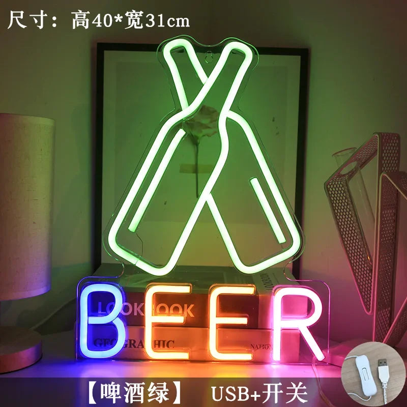 Game Neon Night Light Signs for Wall Playstation Decor Button Keyboard Gamer Led Lights Gaming Gifts Ideas for Teen Boys Bedroom