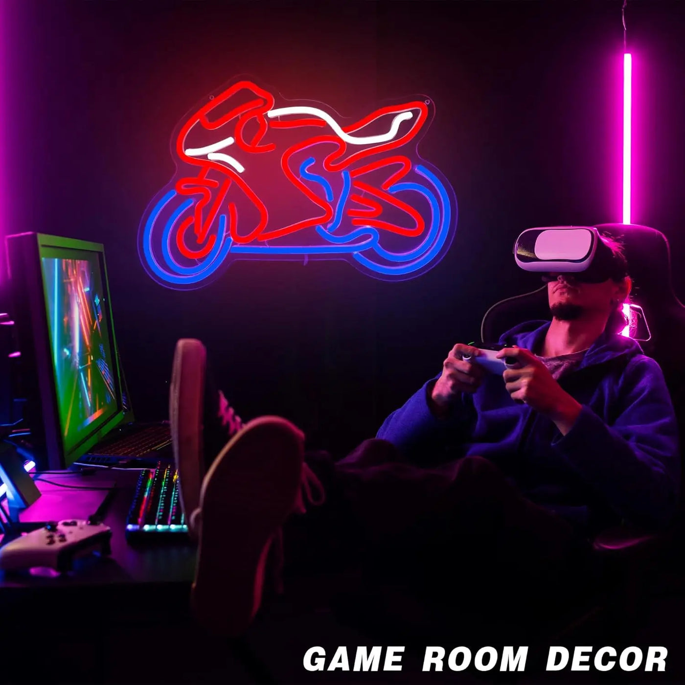 Motorcycle Neon Sign Business Signage Art Wall Light USB LED Neon Light for Garage Gaming Room Bedroom Decoration Gift