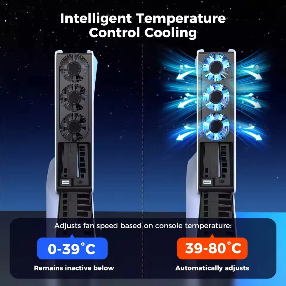IINE PS5 Slim Intelligent Temperature-Controlled Cooling Fan Low-noice Working Compatible with PS5 Slim Disc & Digital Edition