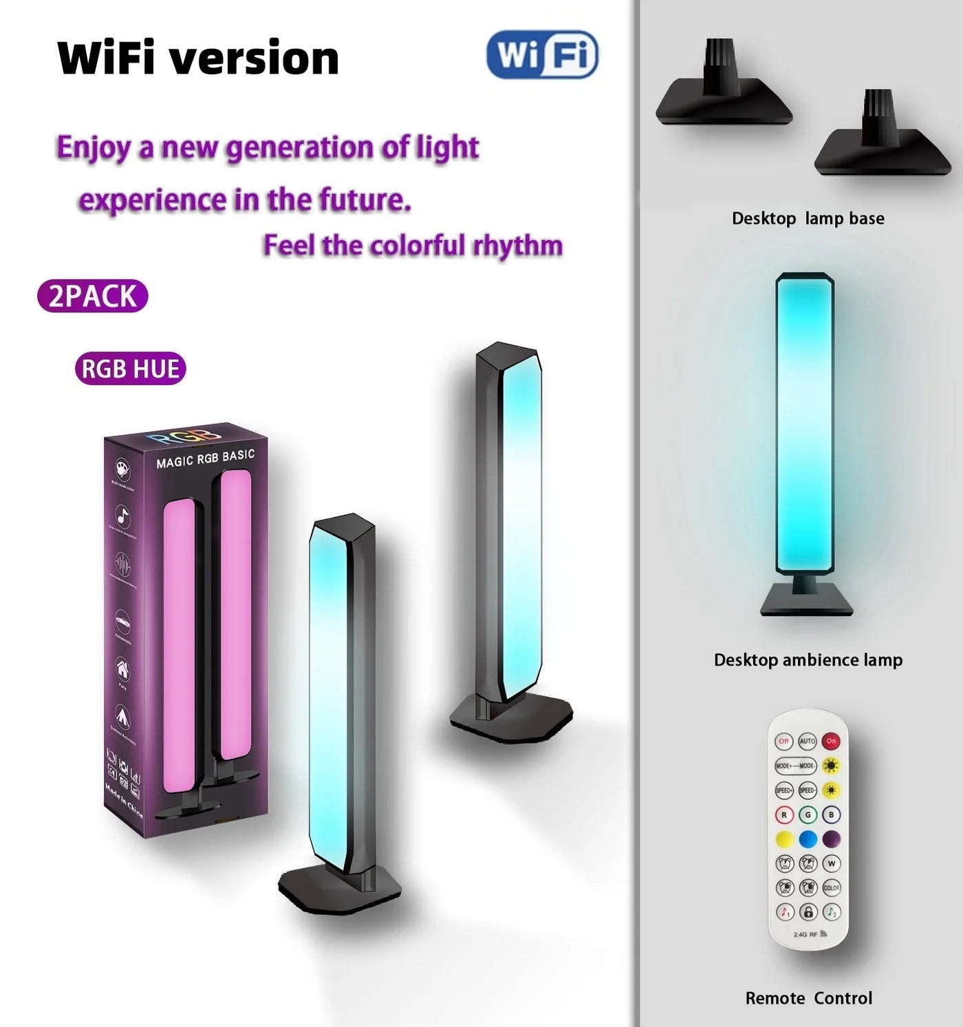 Smart Tuya RGB Gaming Atmosphere Light WIFI TV Game Computer Desktop Decor Desk Lamp  App Remote Control Car Music Rhythm Light