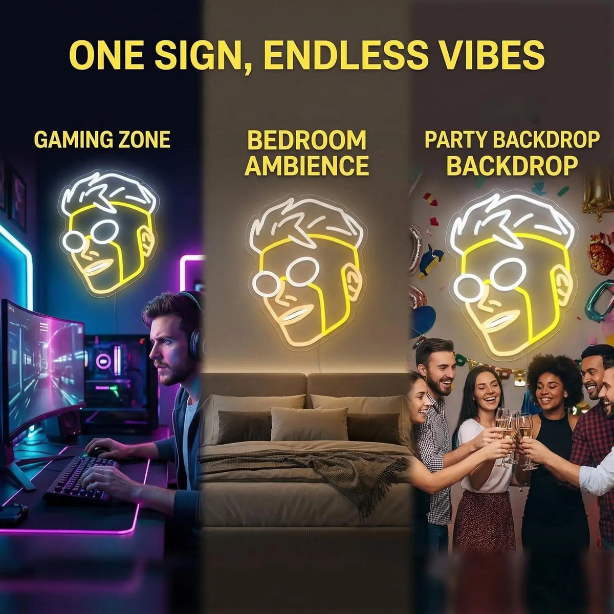 Superhero Head Silhouette Neon Sign USB Dimmable Comic Style LED Neon Light Wall Decor for Man Cave Gaming Room Bedroom Home Bar