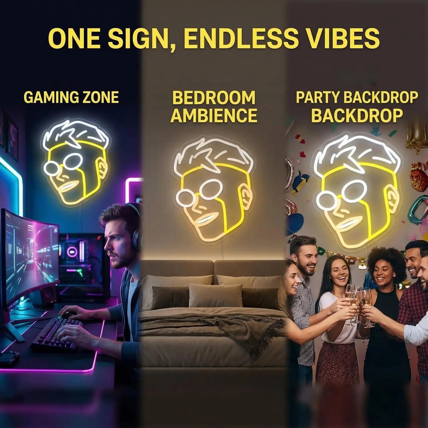 Superhero Head Silhouette Neon Sign USB Dimmable Comic Style LED Neon Light Wall Decor for Man Cave Gaming Room Bedroom Home Bar