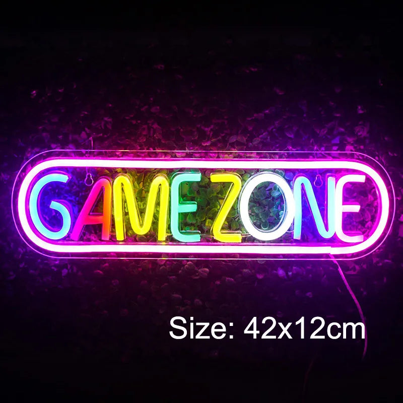 Game On Neon Sign LED Letter Gaming Keyboard Neon Decoration Lamp Dimmerable USB Plug for Game Room Bar Pubs Party Gift