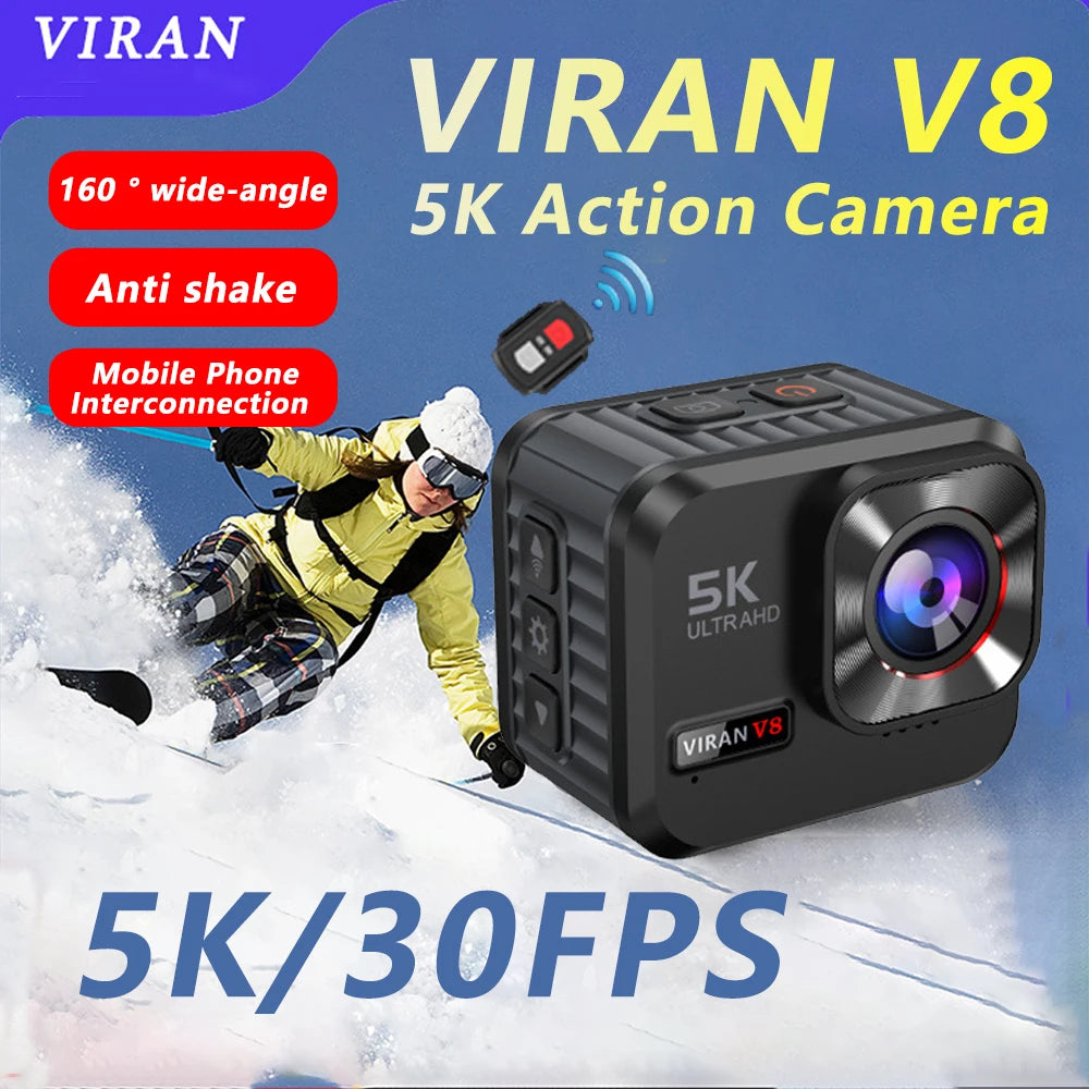 VIRAN V8 Action Camera 5K30FPS With Remote Control Screen Waterproof Sport Camera drive recorder Sports Camera Helmet Action Cam