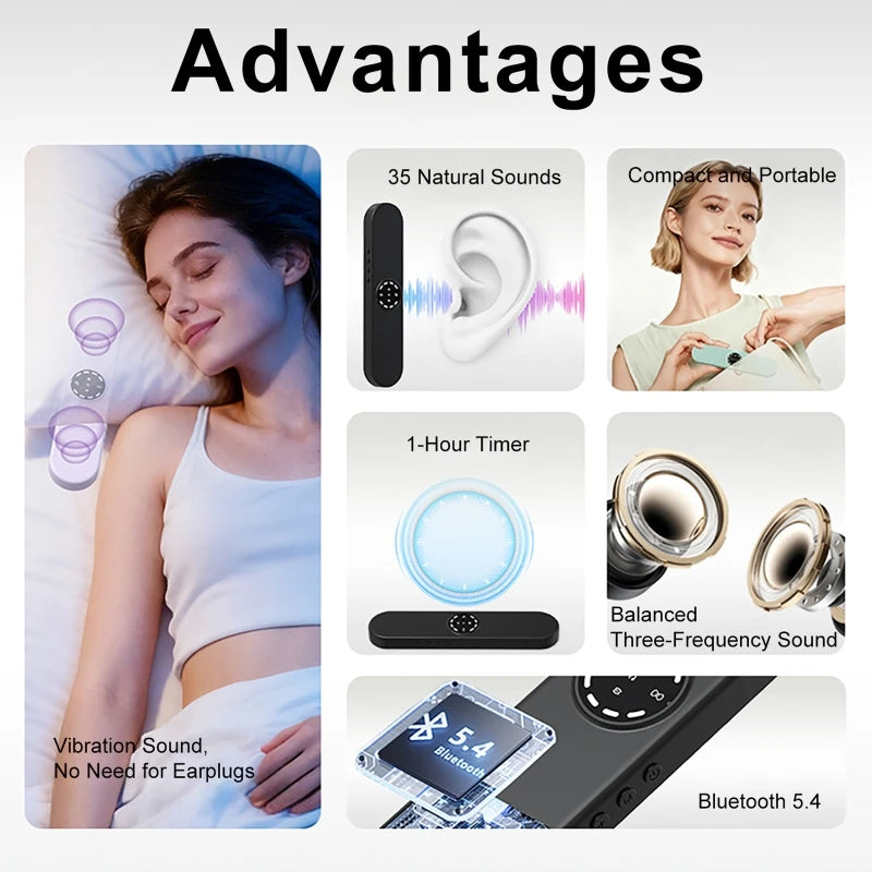 Bone Conduction Bluetooth Sleep Speaker with Display Screen Built-in White Noise TF Card Reading Portable Sleep Aid Device