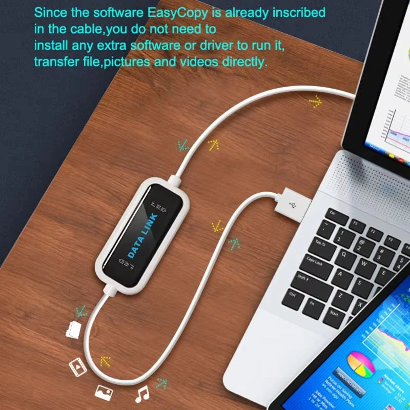 PC to PC USB Online Share Sync Link Cable Net Direct Data File Transfer Bridge LED Easy Copy Between 2 Computer Data Link Cable