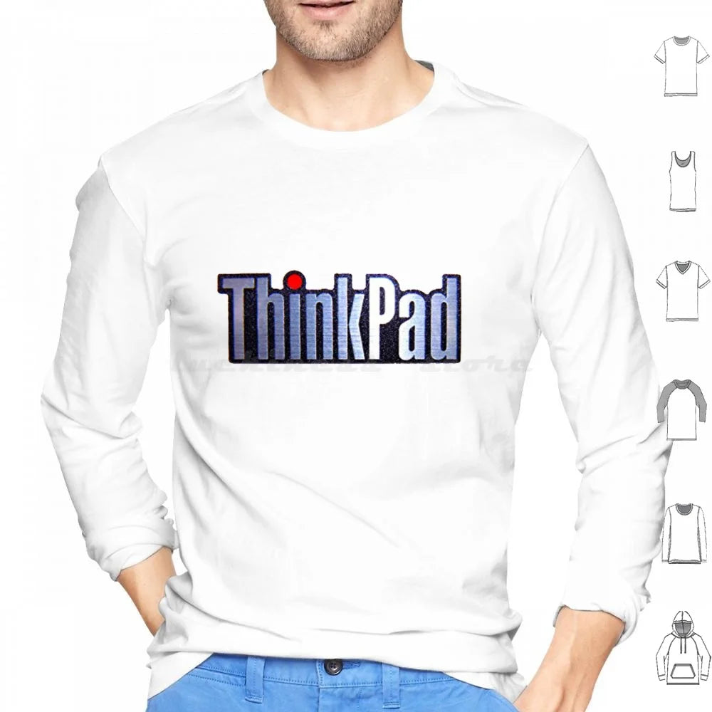 Thinkpad Logo Realistic Hoodies Long Sleeve Thinkpad Think Logo Ibm Shiny Emblem Metal Realistic Laptop Pc Windows 1990