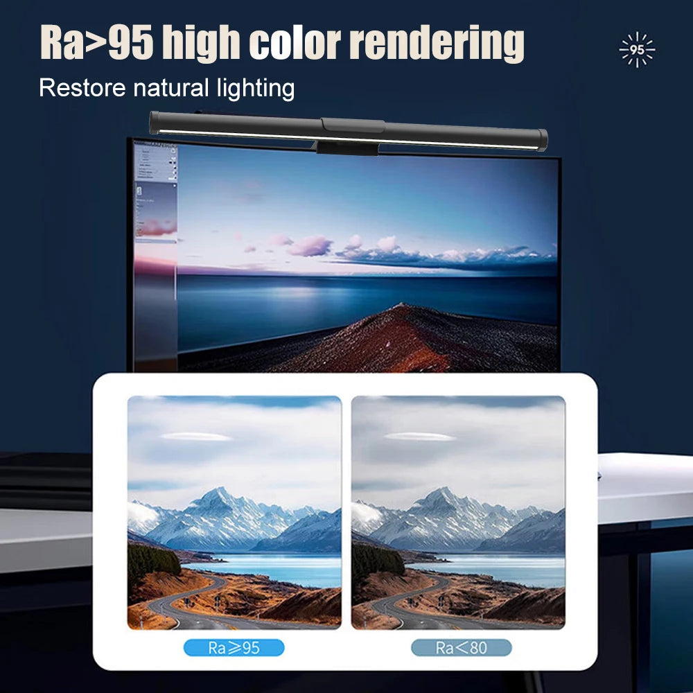 Wiscolor 44CM Eye-Care Screen Hanging Lights Cool LED PC Monitor Light Bar Stepless Dimming For Office Work Study Reading Gaming