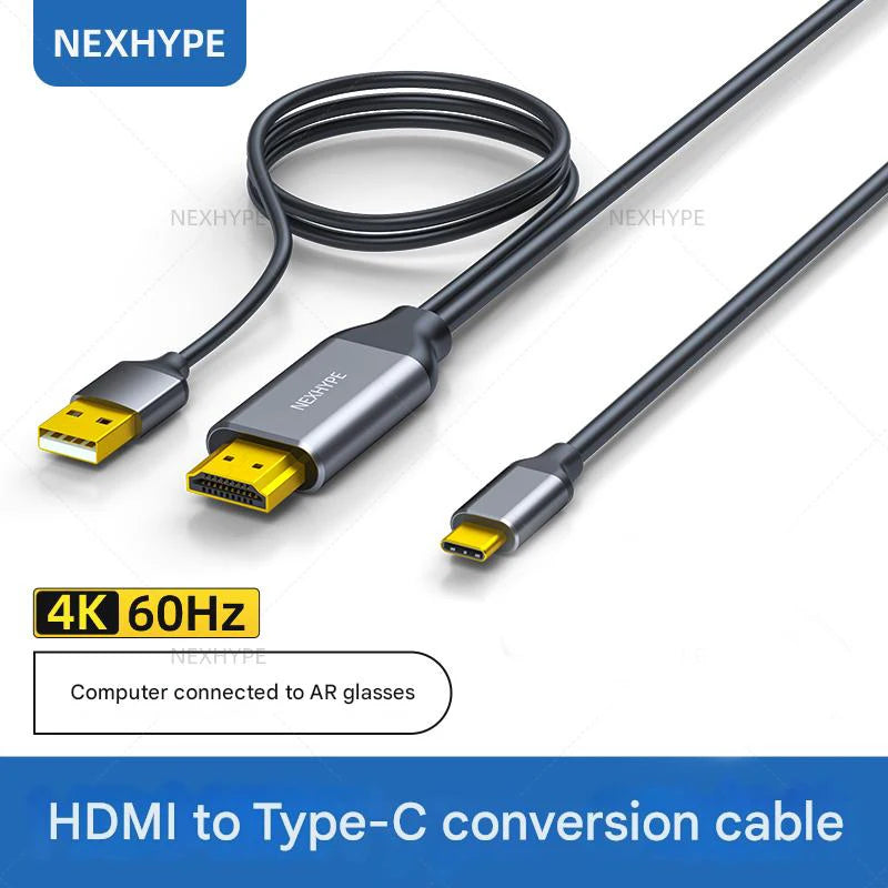HDMI To Type-C Cable 2m Suitable AR Smart Glasses Computer Connection H to C Cable For PS5 Xreal Rayneo air Rokid HDMI Link