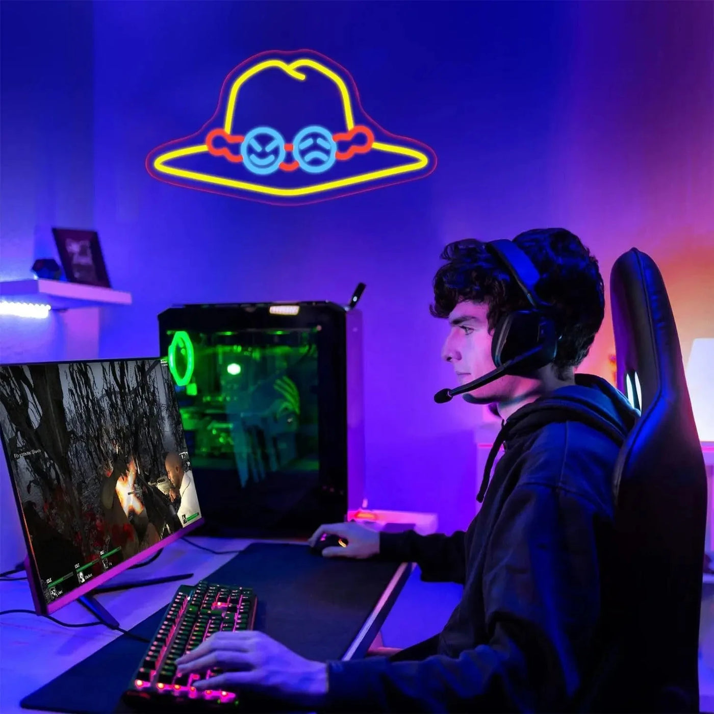 Gaming Neon Sign Light Anime Neon Light USB Powered Dimmable for Man Cave Bedroom Gamer Room Living Room Decor Anime Gift