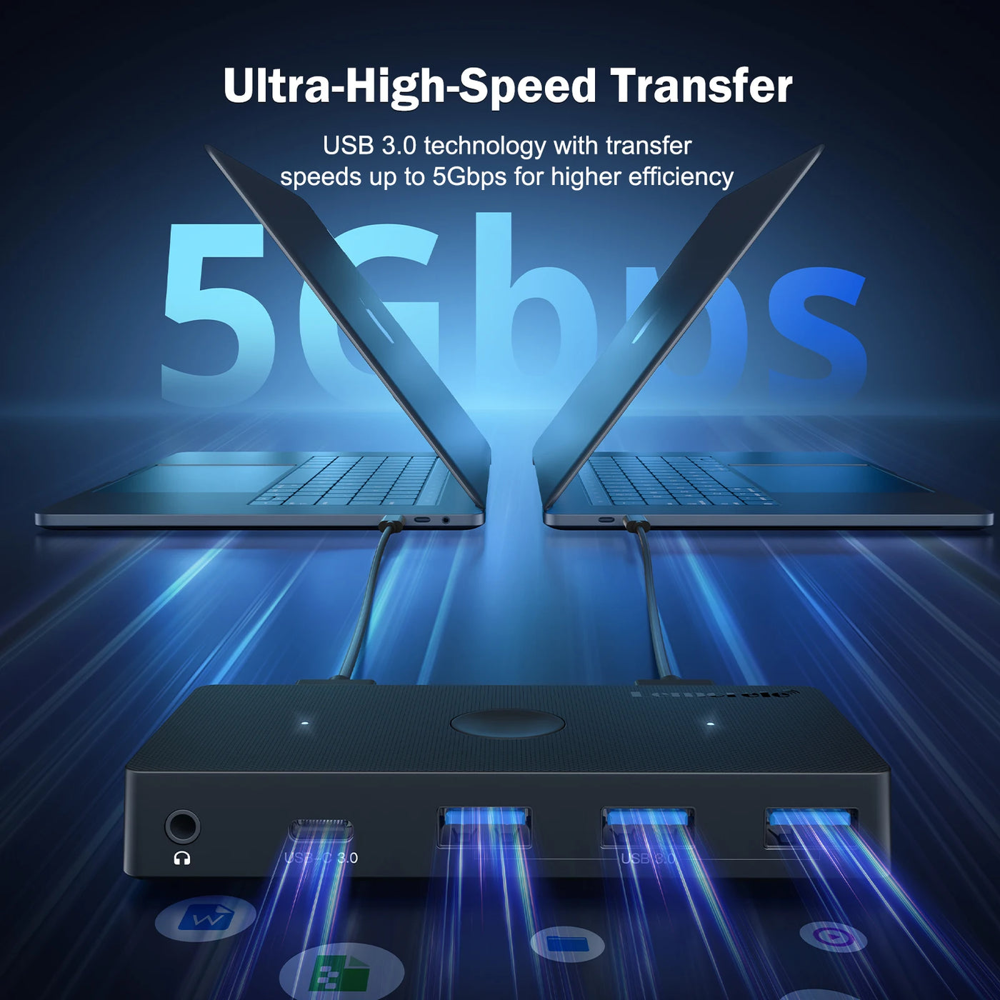 Lemorele USB Switch Adapter USB 3.0 Switcher 2 In put 5 Output USB Switch Printer Sharer For Laptop Computer Keyboard Switcher