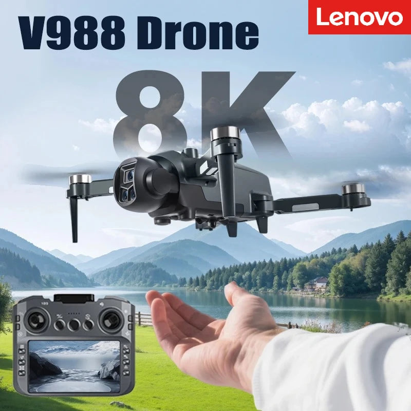 Lenovo V988 Drone 8K HD Dual Camera 4K Professional Remote control With Screen 5G WIFI Brushless Motor Foldable Quadcopter toy