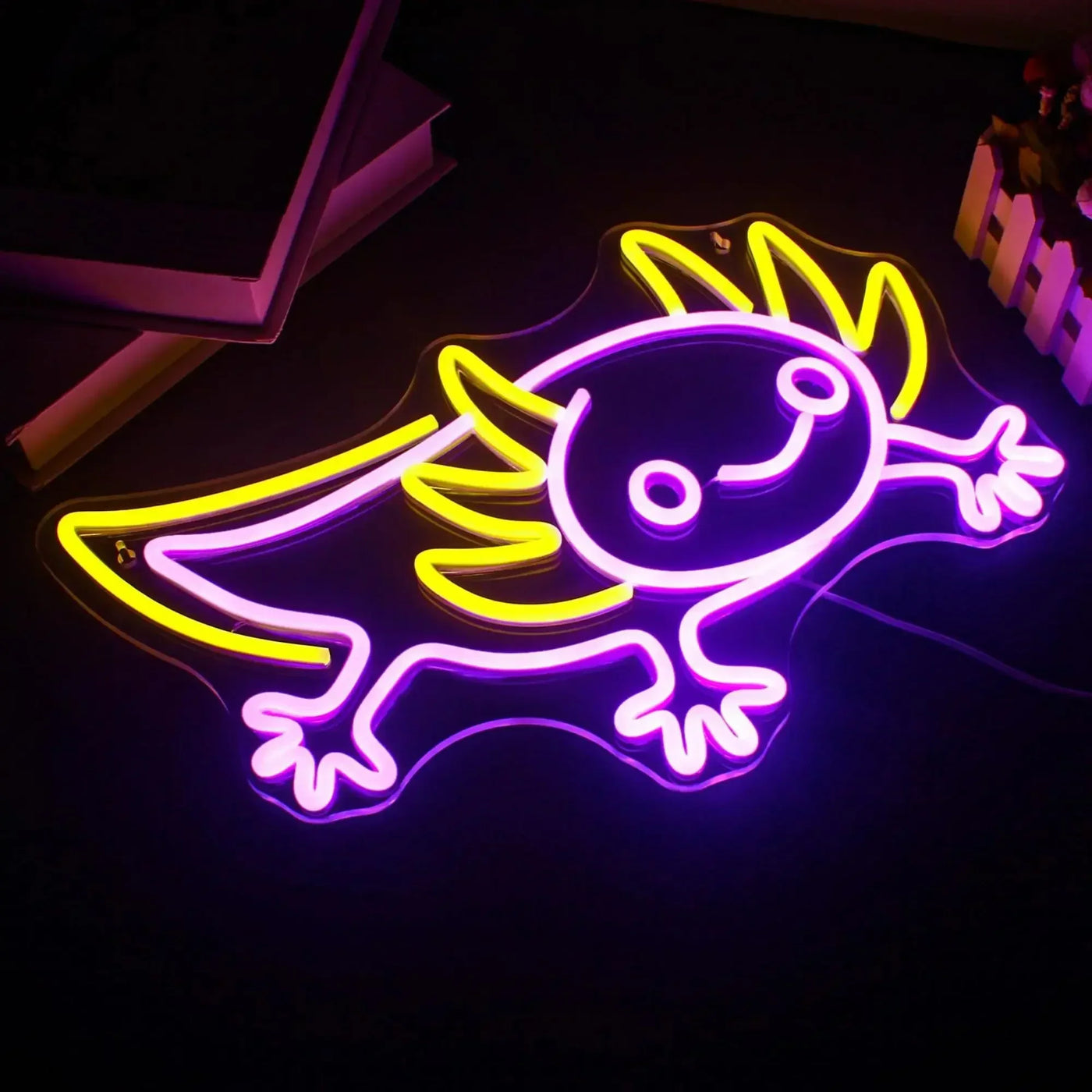 Cute Axolotl Neon Sign LED Wall Art for Bedroom Gaming Room Bar Unique Animal Lamp Symbol of Luck Good Vibes Night Light Gift