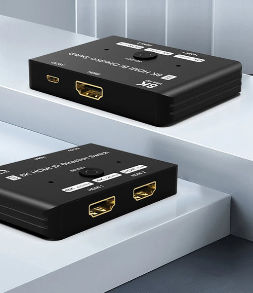 8K HDMI Bi Direction Switch 8K/60Hz HDMI Switcher 2.1 Converter 2 in 1 Out/1 In 2 Out Computer Screen Cutter