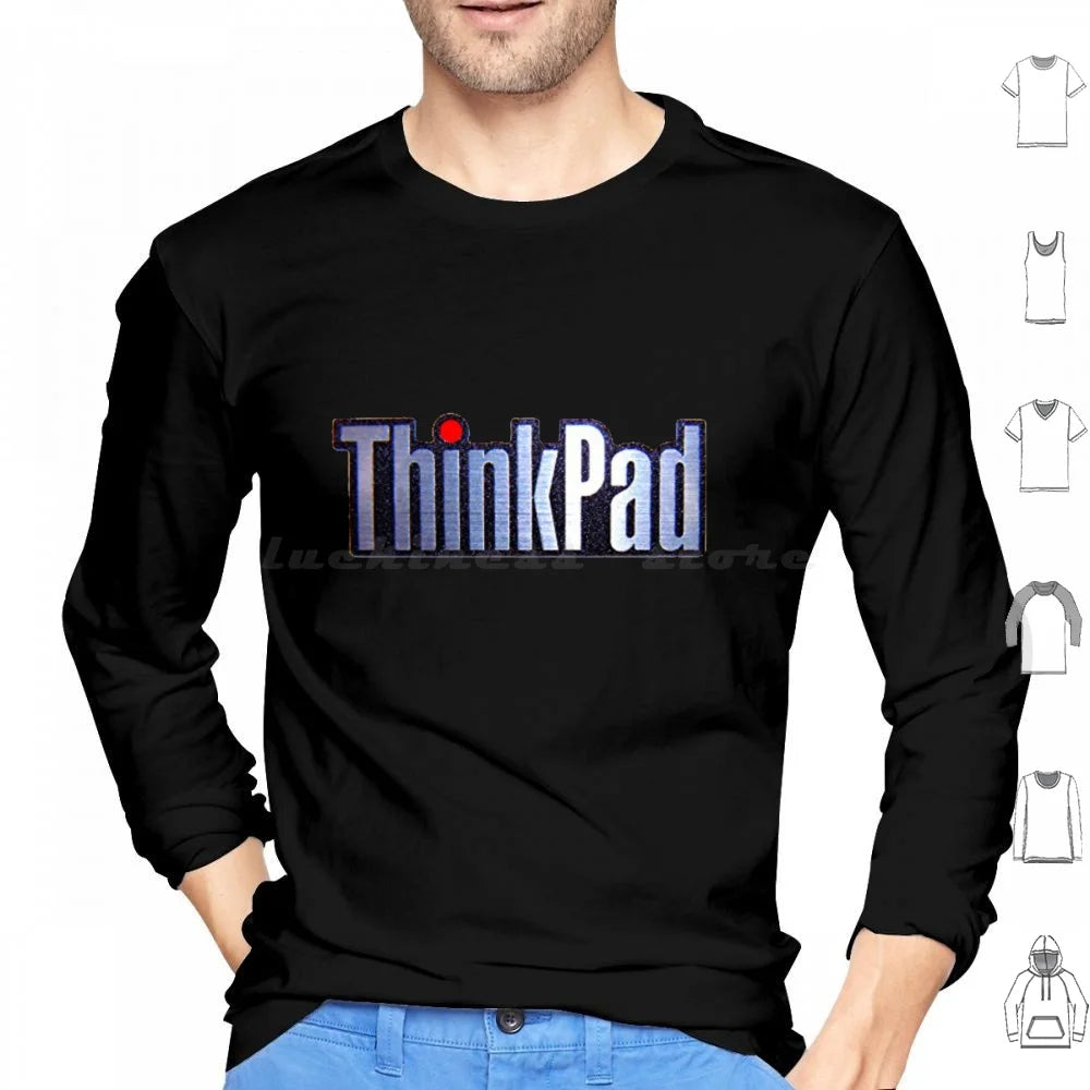 Thinkpad Logo Realistic Hoodies Long Sleeve Thinkpad Think Logo Ibm Shiny Emblem Metal Realistic Laptop Pc Windows 1990