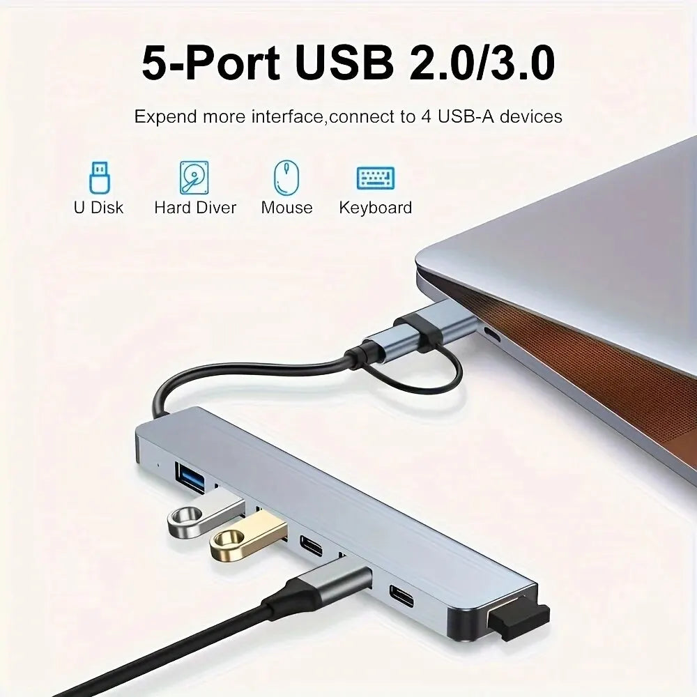 USB 3.0 HUB Type C to 7 Port USB HUB USB3.0 Adapter Multi Splitter High Speed 5 Gbps With PD USB C For Macbook Pro Air PC Laptop
