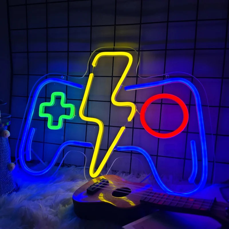 Game Neon Sign Gamepad Controller Neon Signs Gaming Wall Lights Decor for Game Room Lights Children Room Party Decoration lamp