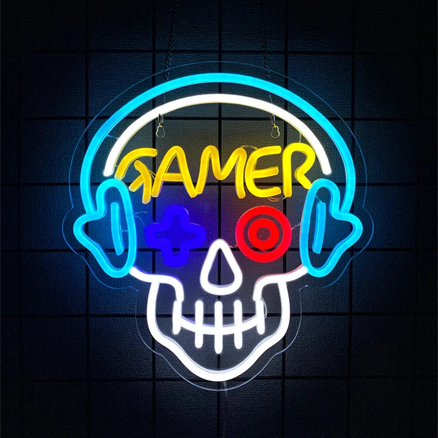 Neon Sign for Home Decor for Room Decoration Bedroom Accessories Game on LED Gamer Wall Teen Gaming Aesthetic Light Stuff Living