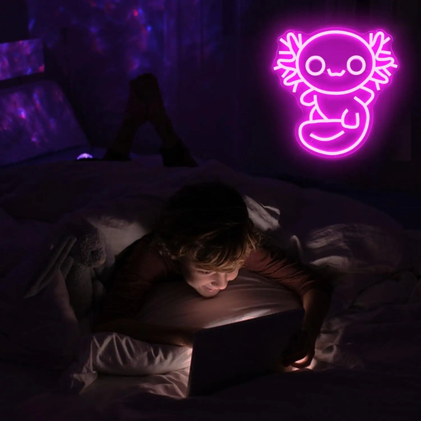 Axolotl Neon Sign Cute Animal USB Powered LED Dimmable Neon Lights for Kids Room Bedroom Gaming Room Decoration Birthday Gifts