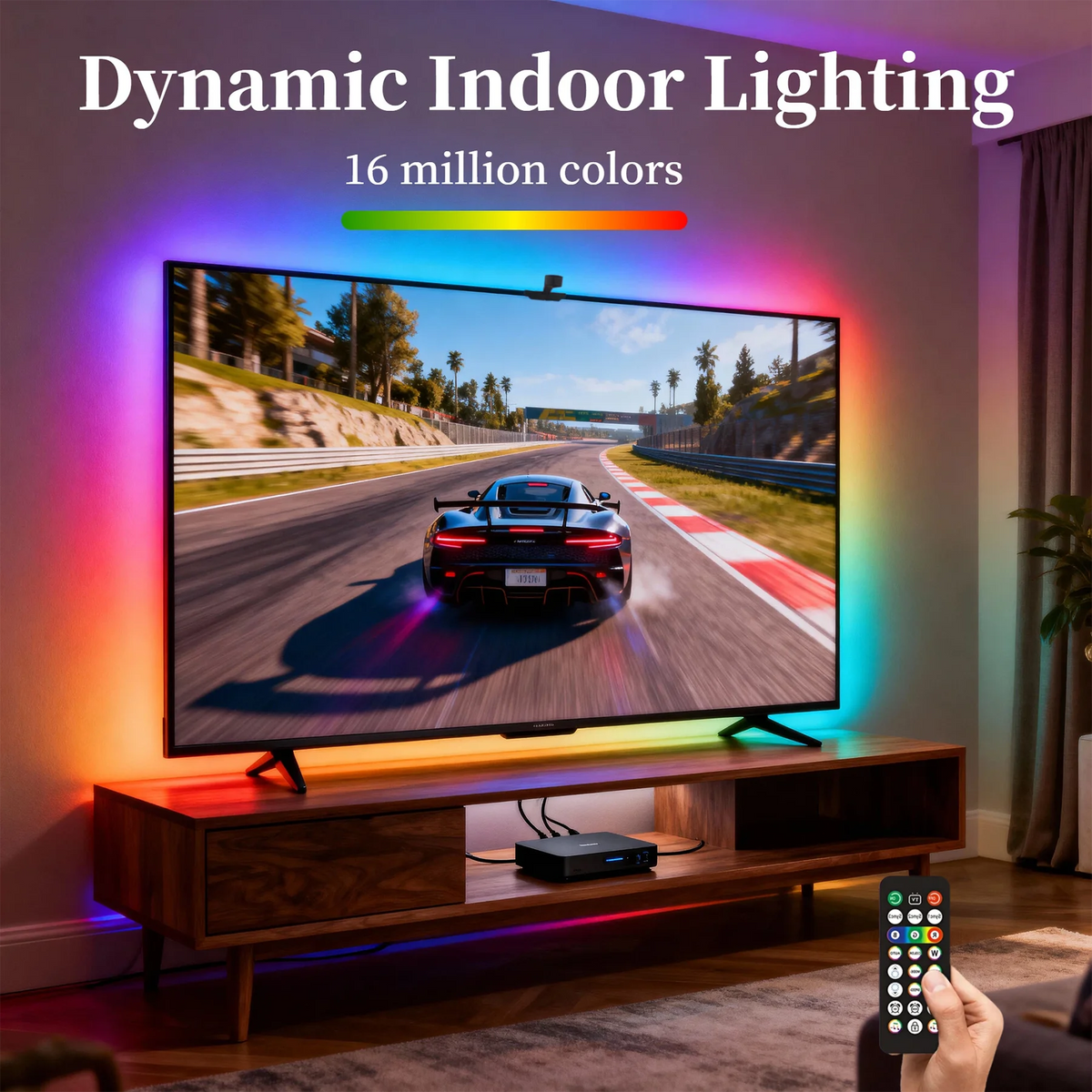 WACUAAO AI LED TV Backlight with Camera, Screen Color Sync, Music Mode for TV 40-85 Inch, Home Cinema Gaming Ambiance Lighting