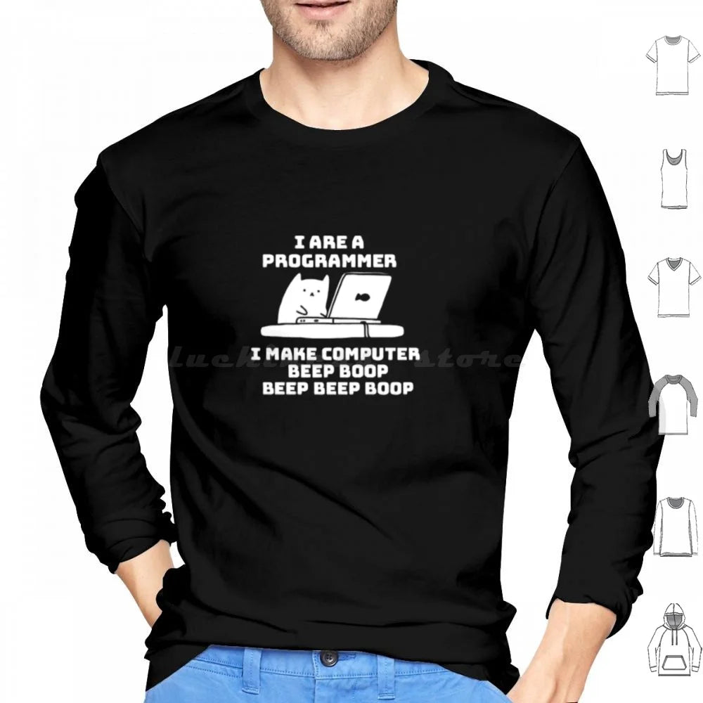 I Are Programmer Computer Cat Beep Boop Hoodie Cotton Long Sleeve Programmer Software Engineers I Are Programmer I