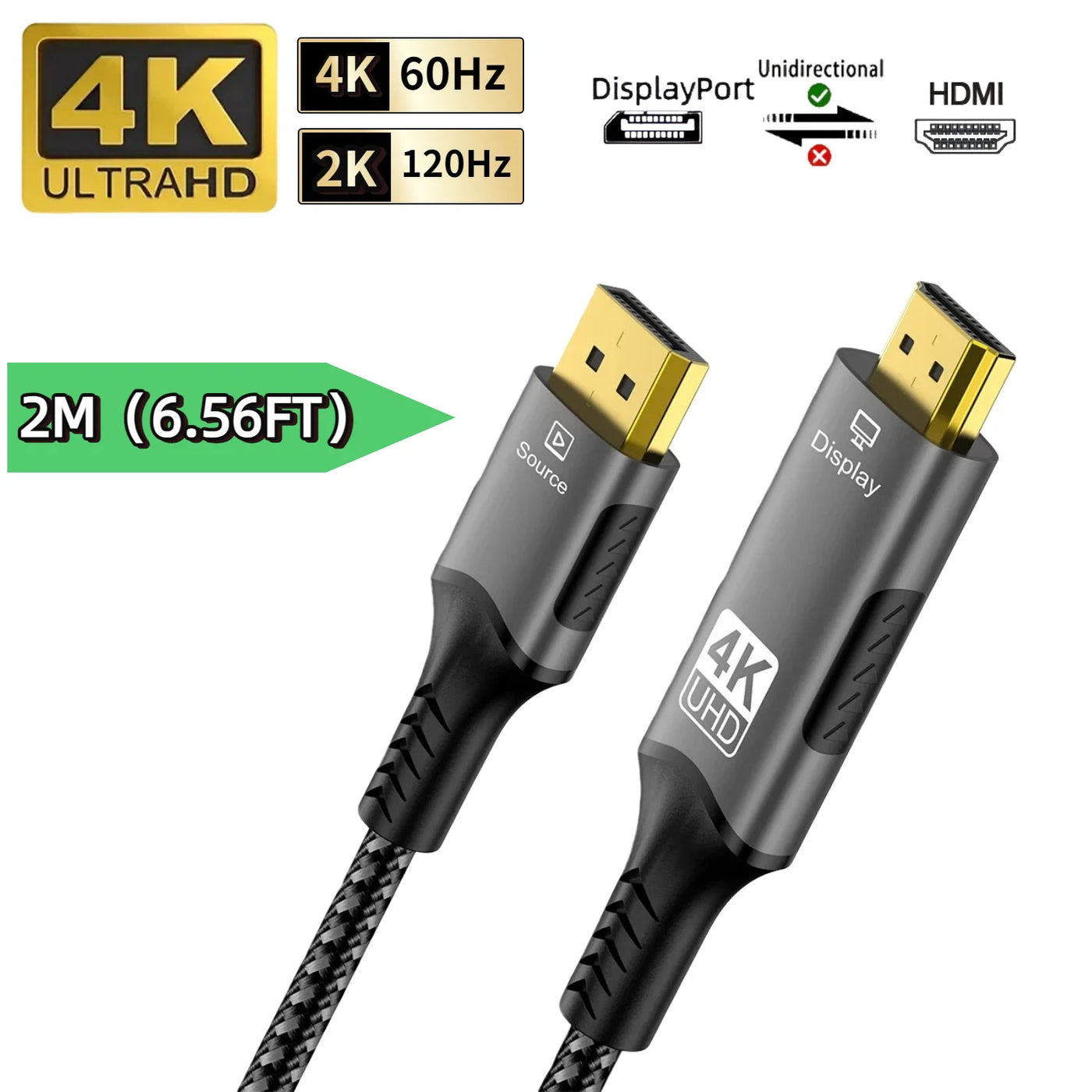8K@60Hz DisplayPort to HDMI Adapter 4K@120Hz 2K@240Hz DP 1.4 Computer to HDMI 2.0 Screen DP to HDMI Extension Cable for Dell HP
