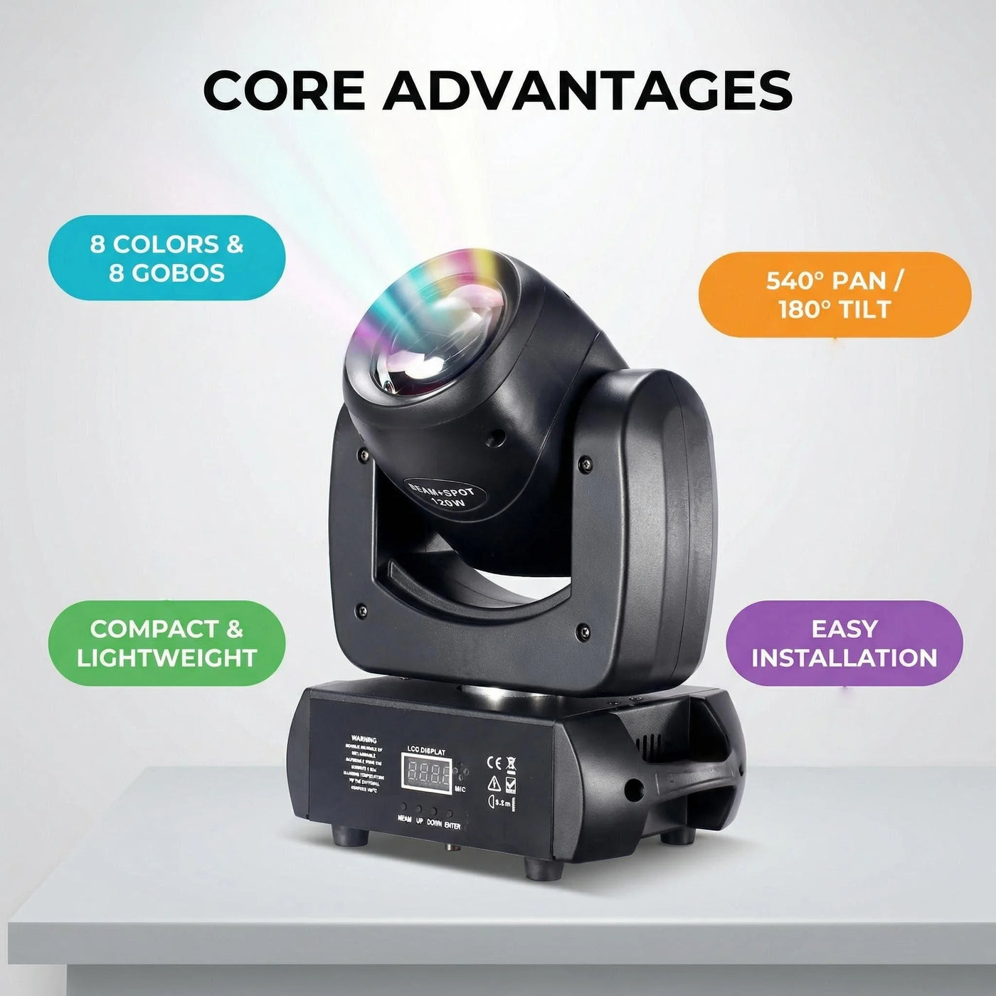 Moving Head Stage Light 120W LED With Sound Activated DMX512 Control Professional DJ Spotlight For Disco Events Church Show Bar