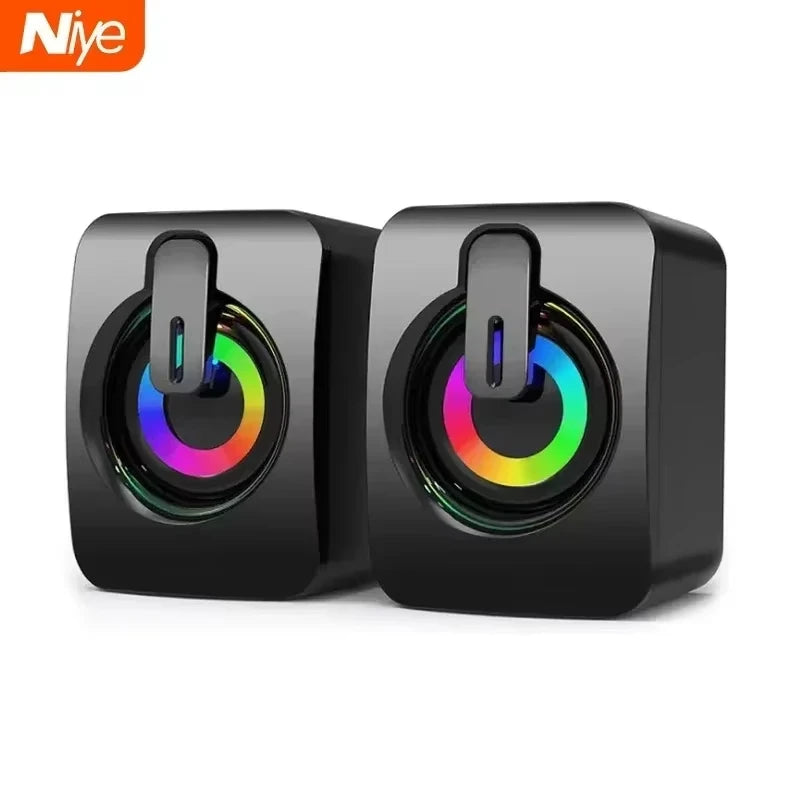 Mini Computer Speaker Small Home Stereo Subwoofer Surround Sound 3.5MM AUX Music Player for Computers Laptops