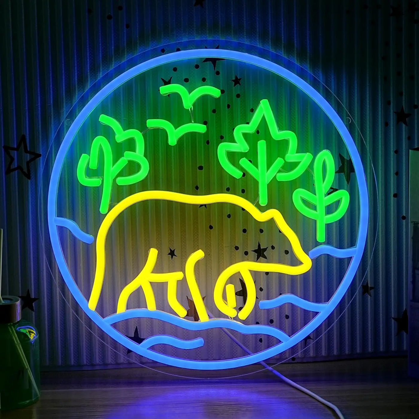 Bear in The Forest  Neon Sign USB Powered LED Neon Light for Party Bar Gaming Room Bedroom Aesthetic Decoration Art Wall Light