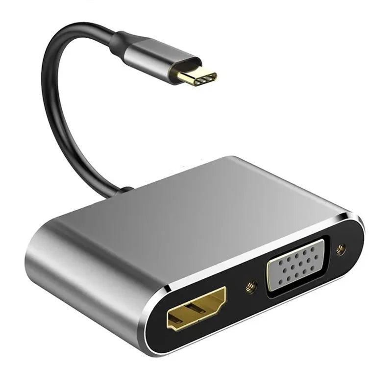 4 in 1 USB C Hub Docking Station Type C to 4K HDMI HDTV VGA USB 3.0 PD Fast Charge Splitter for MacBook Notebook Laptop Computer