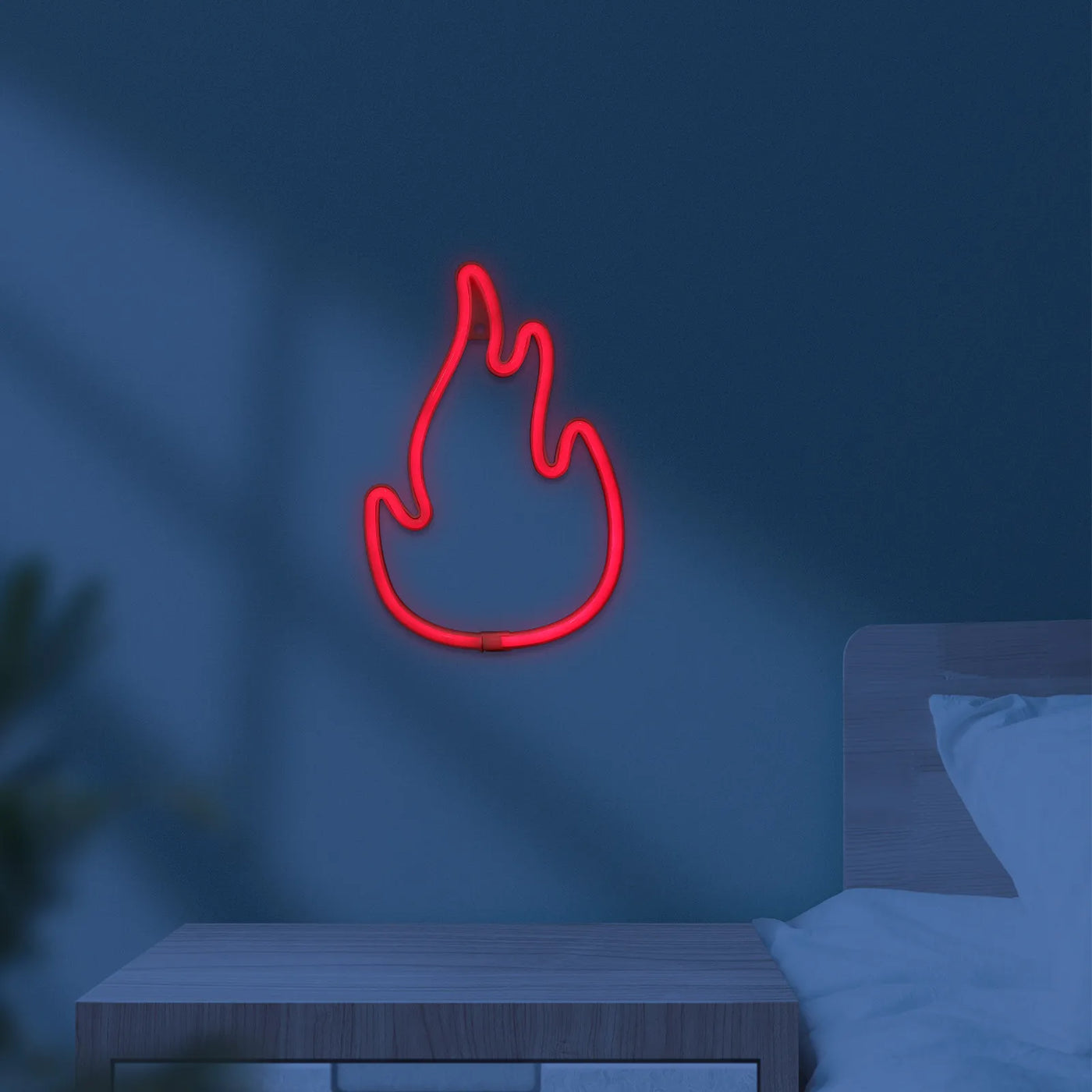 Neon Light Sign Flame Shape Led Wall Decor For Home Bar Bedroom Gaming Room Blue Aesthetic Hanging Decorative Lights