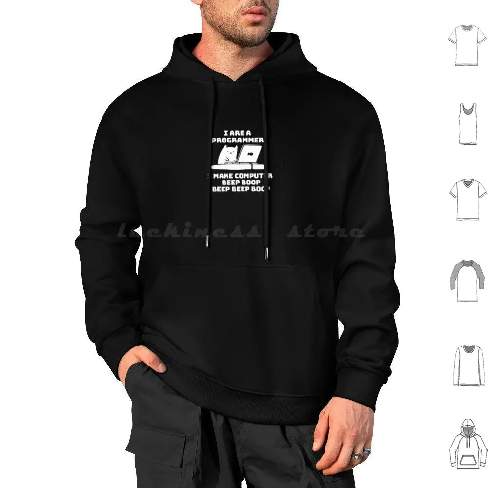 I Are Programmer Computer Cat Beep Boop Hoodie Cotton Long Sleeve Programmer Software Engineers I Are Programmer I
