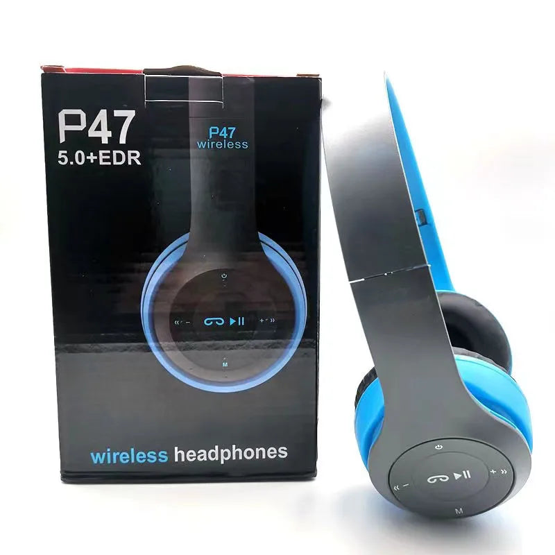 P47 Wireless Headphones Bluetooth 5.0 Earphones Foldable HIFI Stereo Bass for Music Gaming Kid Girl Earphone for Smartphone
