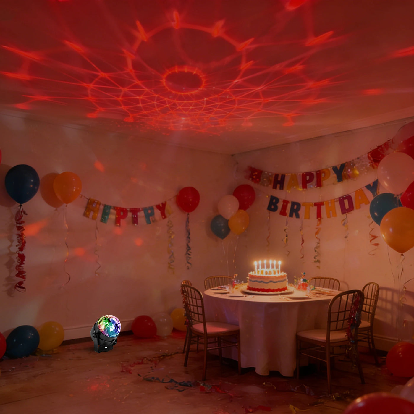 LED Disco Ball Party Light with Remote, Sound Activated RGB Strobe Lamp, 7 Modes Rotating DJ Light for Home, Bar, KTV, Birthday,