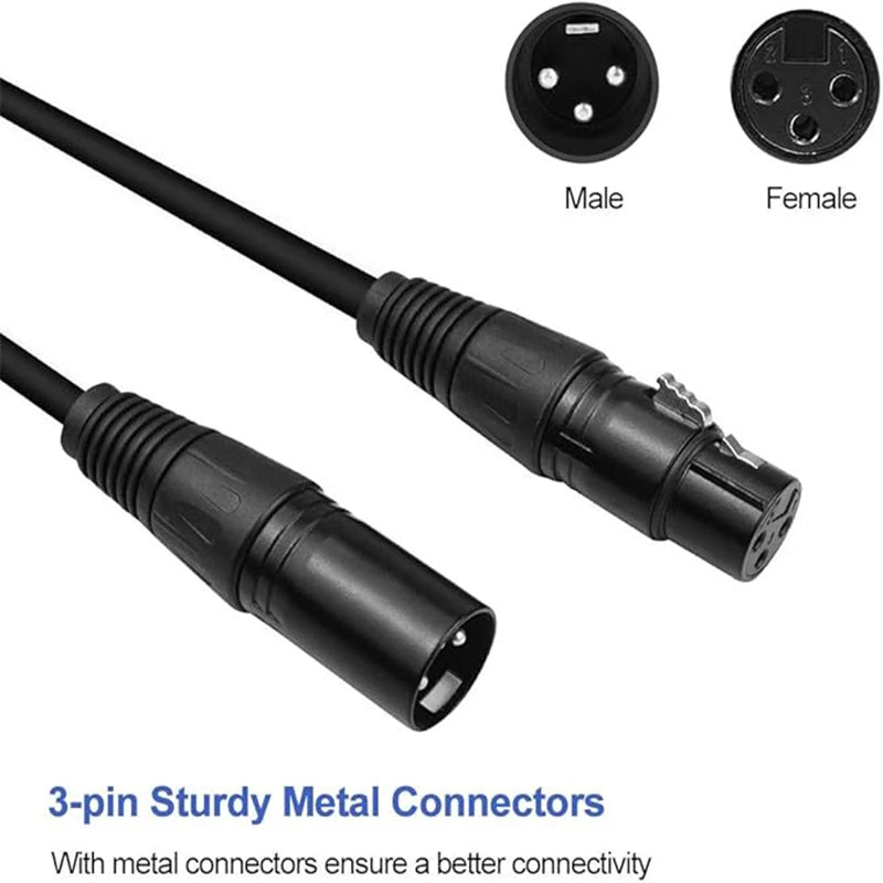 6.5ft 3Pin XLR to XLR Cable X LR Male to X LR Female Microphone Cable for DMX Lighting Speaker Podcast Audio Mixer DMX Effector