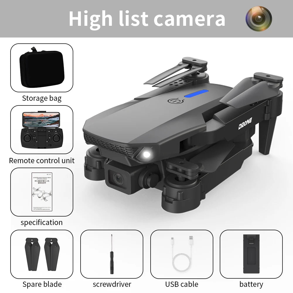 2025 E88 Pro Drone Profesional HD 4K RC Airplane Dual-Camera Optical flow Localization RC Quadcopter Airplane Helicopter Boy Toy